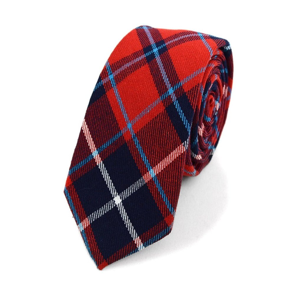 Men's Plaid Flannel 2.25" Cotton Slim Neck Tie